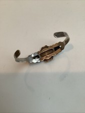 Vtg Fred Harvey Era Navajo Sterling Cuff Bracelet Green Turquoise Stone - Additional view 2