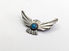 Vtg Handmade Navajo Fred Harvey Era Sterling Silver Thunderbird Turquoise Brooch - Additional view 4