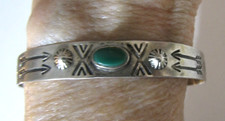 Vtg Fred Harvey Era Sterling Silver Turquoise Bracelet Native American Stamping - Additional view 11