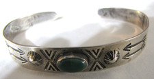Vtg Fred Harvey Era Sterling Silver Turquoise Bracelet Native American Stamping - Additional view 3