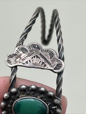 Navajo Fred Harvey Era Sterling Cuff Bracelet Turquoise stone Stamped Sterling - Additional view 5