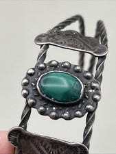 Navajo Fred Harvey Era Sterling Cuff Bracelet Turquoise stone Stamped Sterling - Additional view 6