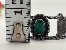 Navajo Fred Harvey Era Sterling Cuff Bracelet Turquoise stone Stamped Sterling - Additional view 10