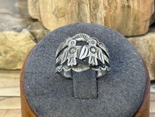 Vintage Fred Harvey Era Navajo Sterling Silver Thunderbird Ring sz 4.75--182.26