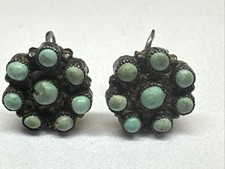~OLD PAWN~NATIVE~NAVAJO~FRED~HARVEY~ERA~STERLING~TURQUOISE~THUNDERBIRD~EARRINGS - Additional view 4