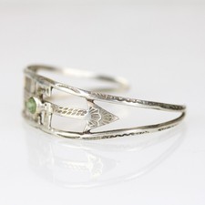 Old Fred Harvey Era Navajo Coin Silver Turquoise Whirling Log Cuff Bracelet - Additional view 1