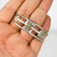 Old Fred Harvey Era Navajo Coin Silver Turquoise Whirling Log Cuff Bracelet - Additional view 5