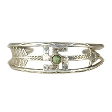 Old Fred Harvey Era Navajo Coin Silver Turquoise Whirling Log Cuff Bracelet