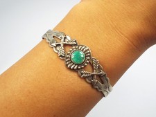 Fred Harvey Era Native American Sterling Silver Arrows & Turquoise Cuff Bracelet - Additional view 7