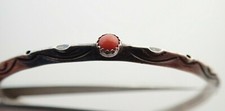 Vintage Navajo Fred Harvey Era Stamped Coral Stacker Sterling Cuff Bracelet - Additional view 3