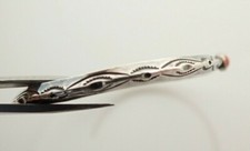 Vintage Navajo Fred Harvey Era Stamped Coral Stacker Sterling Cuff Bracelet - Additional view 5
