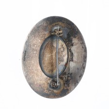 c1940's Fred Harvey era sterling silver green turquoise thunderbird stamped pin - Additional view 2