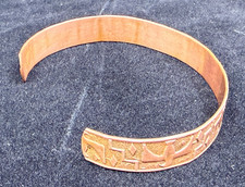Two Vintage Navajo Thunderbird Fred Harvey Era Stamped Copper Cuffs Peyote Bird - Additional view 15