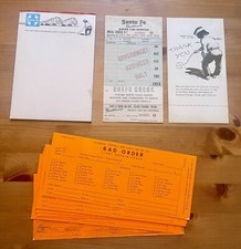 Lot of Vtg Santa Fe Railroad Fred Harvey Dining Car Meal Checks Notepad Ephemera