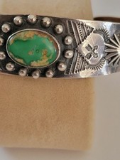 Vintage Fred Harvey Era CUFF Bracelet Royston Turquoise Sterling Silver Size 7 - Additional view 4