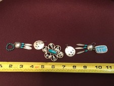 🔥HUGE Antique Fred Harvey-era Native American Cabochon Turquoise 925 Silver Lot - Additional view 9