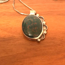 🔥Native American 1950s Fred Harvey Gemstone Pendant 925 Silver Necklace Signed - Additional view 7