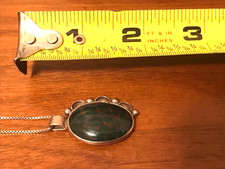 🔥Native American 1950s Fred Harvey Gemstone Pendant 925 Silver Necklace Signed - Additional view 8