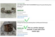 🔥Native American 1900 Fred Harvey Sterling Silver Thunderbird Bracelet Navajo 7 - Additional view 2