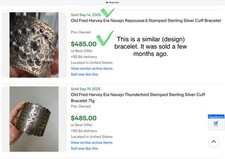 🔥Native American 1900 Fred Harvey Sterling Silver Thunderbird Bracelet Navajo 7 - Additional view 3