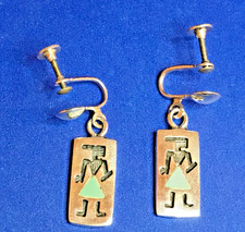 🔥Fred Harvey Native American Sterling Silver Tribal earrings pendant Turquoise - Additional view 2