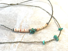 🔥Southwest 1930s Fred Harvey Heishi Fetish 925 Silver Turquoise Necklaces - Additional view 5