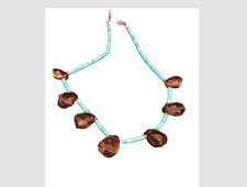 🔥Vintage Fred Harvey-era Native American Turquoise Smoke Topaz Necklace 1950’s