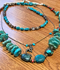 🔥Vintage Fred Harvey Native American Coral Turquoise Necklaces 1950s Kokopelli - Additional view 1