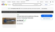 🔥 Native American Fred Harvey 925 Silver Kingman Turquoise tomahawk tie clip - Additional view 2