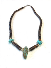 🔥Early 1930 Fred Harvey Native America Kingman Turquoise Chunks Necklace Silver - Additional view 12