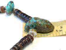 🔥Early 1930 Fred Harvey Native America Kingman Turquoise Chunks Necklace Silver - Additional view 5