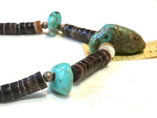 🔥Early 1930 Fred Harvey Native America Kingman Turquoise Chunks Necklace Silver - Additional view 9