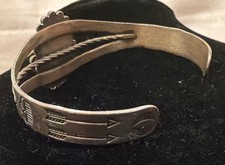 VTG Navajo Fred Harvey Era Turquoise Sterling Silver Stamped Cuff Bracelet,15.3g - Additional view 3