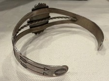 VTG Navajo Fred Harvey Era Turquoise Sterling Silver Stamped Cuff Bracelet,15.3g - Additional view 4