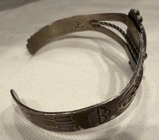 VTG Navajo Fred Harvey Era Turquoise Sterling Silver Stamped Cuff Bracelet,15.3g - Additional view 5