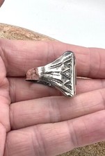 Navajo Handmade Bell Style Fred Harvey Sterling Silver Thunderbird Mens Ring 11 - Additional view 3