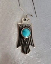 Vtg Fred Harvey Era Sterling Silver Thunderbird Earrings Native American 1940's - Additional view 5