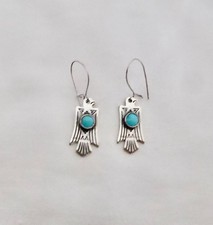 Vtg Fred Harvey Era Sterling Silver Thunderbird Earrings Native American 1940's