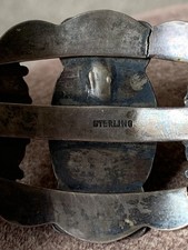 Old Fred Harvey Style Green Turquoise Thunderbird Cuff Needs TLC Read - Additional view 11