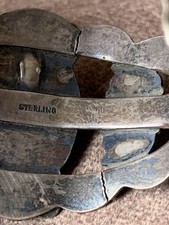 Old Fred Harvey Style Green Turquoise Thunderbird Cuff Needs TLC Read - Additional view 7