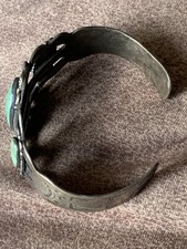 Old Fred Harvey Style Green Turquoise Thunderbird Cuff Needs TLC Read - Additional view 6