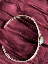 Vintage Harvey Era Native American Sterling Turquoise Cuff - Additional view 4