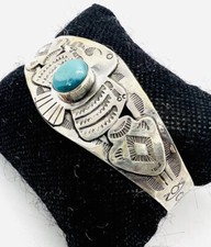 Fred Harvey Tribute Two Tone Blue TURQUOISE STERLING Silver THUNDEBIRD Bracelet - Additional view 3