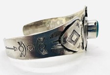 Fred Harvey Tribute Two Tone Blue TURQUOISE STERLING Silver THUNDEBIRD Bracelet - Additional view 6