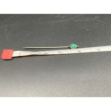 Rare Fred Harvey–Era Sterling Turquoise Stick Pin 3″ Green Cabochon Southwest - Additional view 3