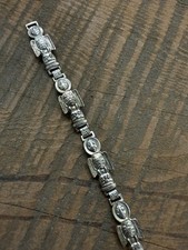 Harvey Era Pacific Northwest Totem Pole Sterling Link Bracelet Whirling Logs - Additional view 1