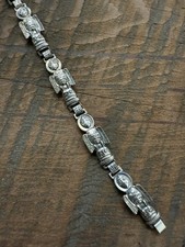 Harvey Era Pacific Northwest Totem Pole Sterling Link Bracelet Whirling Logs - Additional view 2