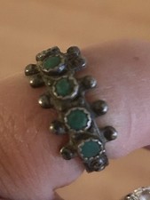 Fred Harvey Navajo Snake Eye Size 4.7 Ring Sterling Silver & Composite Turquoise