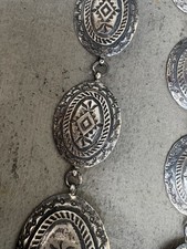 Rare Vintage Signed Sterling Silver 41” Concho Belt Fred Harvey Era Stamp Work - Additional view 3