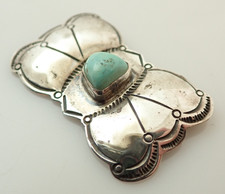 Vintage Navajo Fred Harvey Era Turquoise Bow Sterling Silver Brooch Pin - Additional view 2